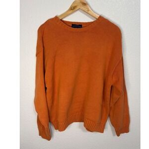 Charter Club‎ Classics Orange Cotton Knit Crewneck Sweater Mens XL XLARGE
